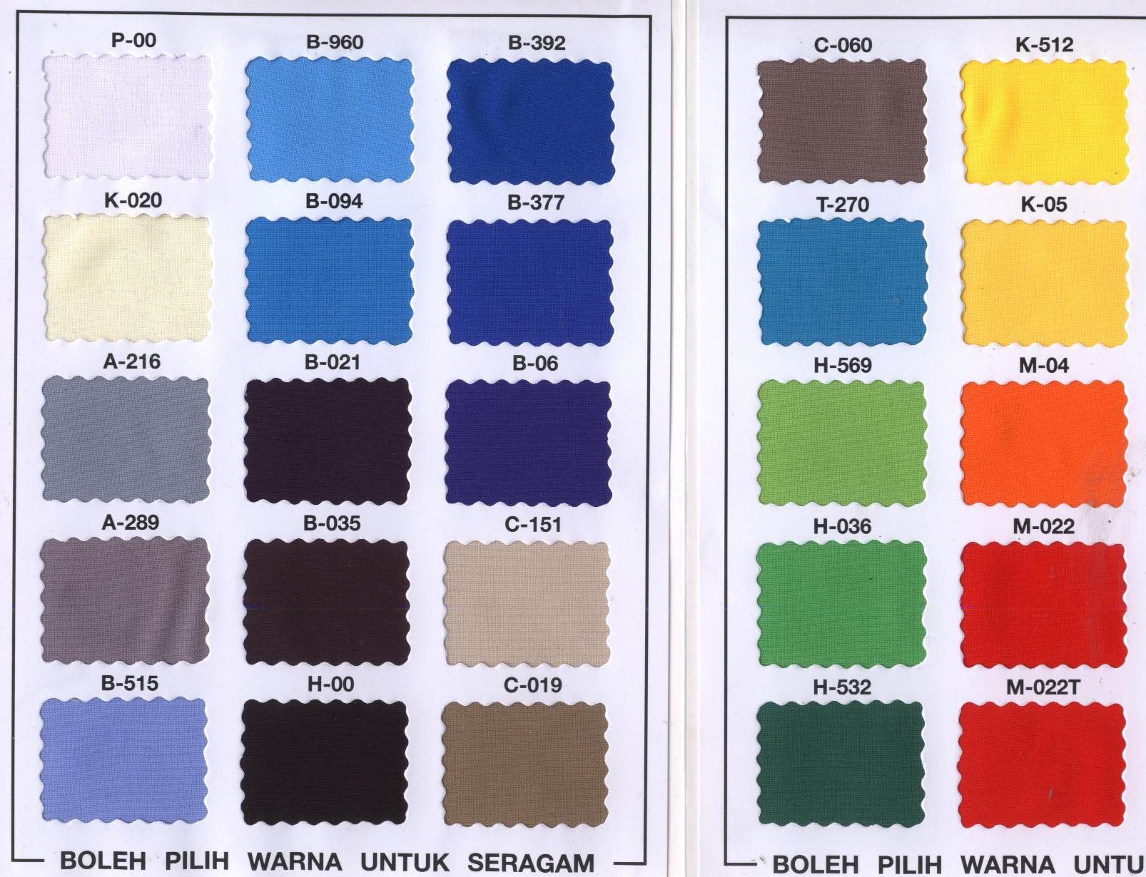 katalog warna bahan Kemeja